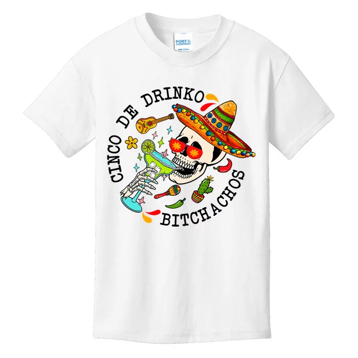 Cinco De Drinko Bitchachos Skeleton Kids T-Shirt