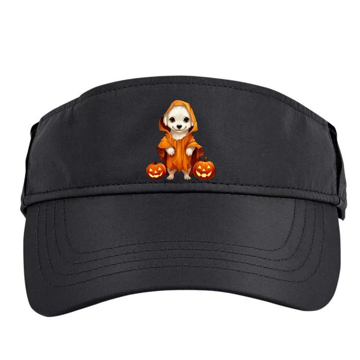 Cute Dog Dressed As Ghost Halloween Funny Boo Dog Pumpkin Adult Drive Performance Visor