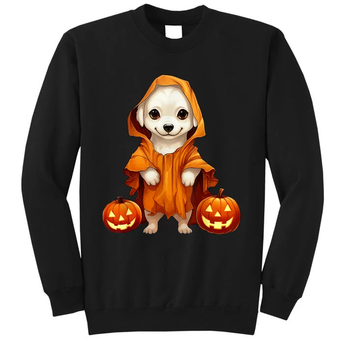 Cute Dog Dressed As Ghost Halloween Funny Boo Dog Pumpkin Tall Sweatshirt