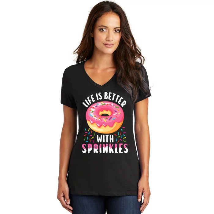 Cool Donut Design For Pastry Doughnut Donut Lover Women's V-Neck T-Shirt