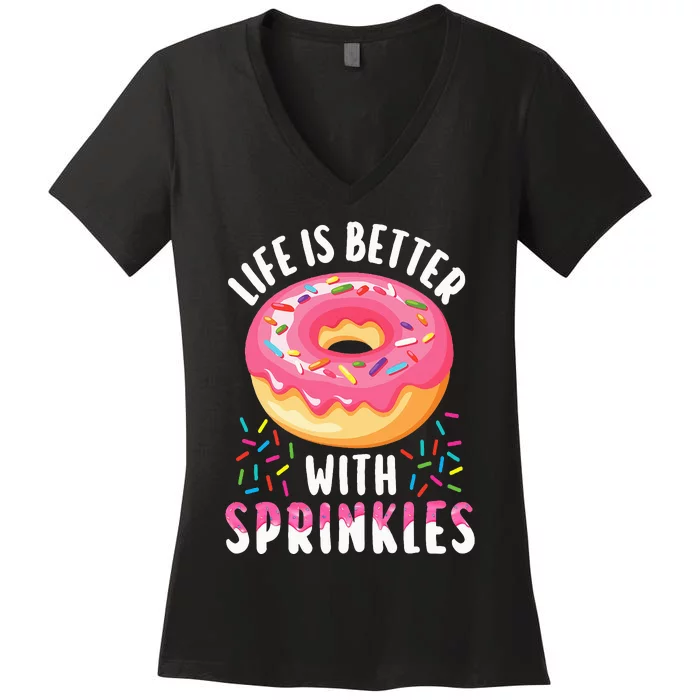 Cool Donut Design For Pastry Doughnut Donut Lover Women's V-Neck T-Shirt