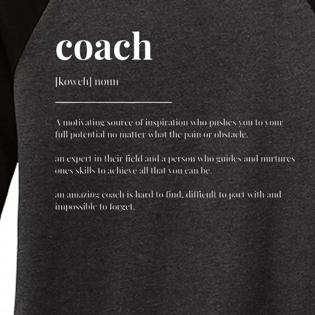 Coach Definition Dictionary Design Women's Tri-Blend 3/4-Sleeve Raglan Shirt