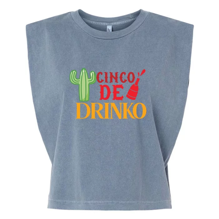 Cinco De Drinko Funny Cactus Mens Womens Drinking Garment-Dyed Women's Muscle Tee