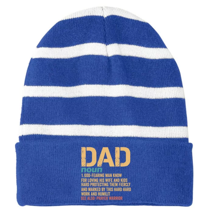 Christian Dad Definition Fathers Day Dad Gift Striped Beanie with Solid Band