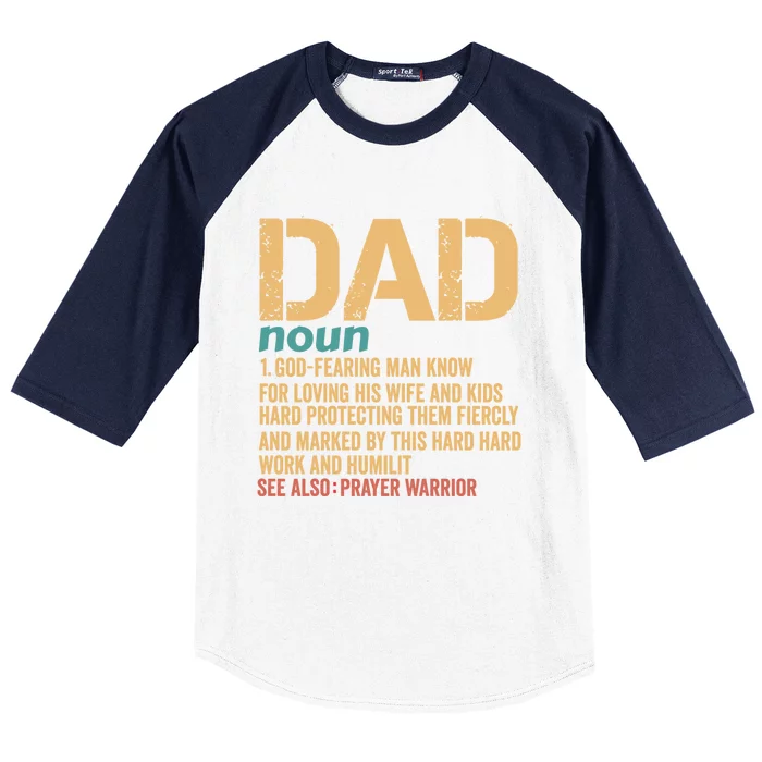 Christian Dad Definition Fathers Day Dad Gift Baseball Sleeve Shirt