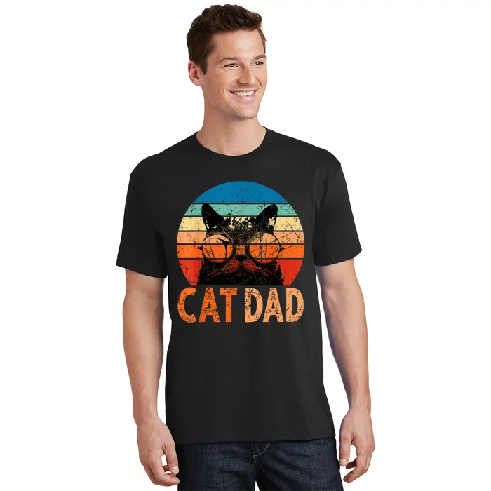 Cat Dad Daddy Funny Retro Cat Dad Fathers Day T-Shirt