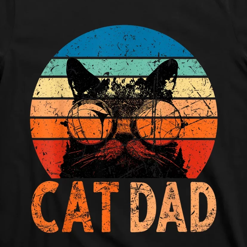 Cat Dad Daddy Funny Retro Cat Dad Fathers Day T-Shirt