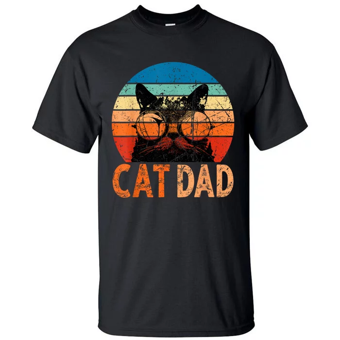 Cat Dad Daddy Funny Retro Cat Dad Fathers Day Tall T-Shirt