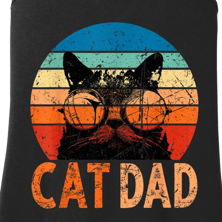 Cat Dad Daddy Funny Retro Cat Dad Fathers Day Ladies Essential Tank