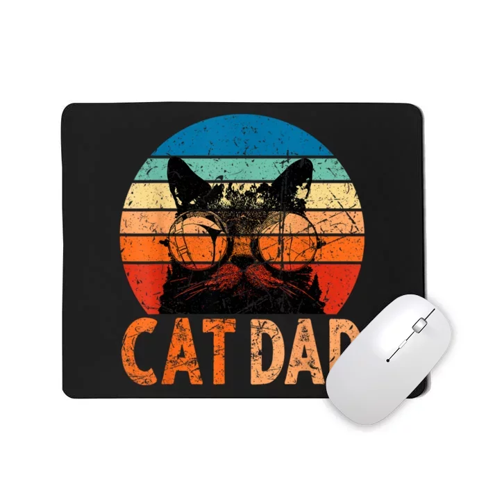 Cat Dad Daddy Funny Retro Cat Dad Fathers Day Mousepad