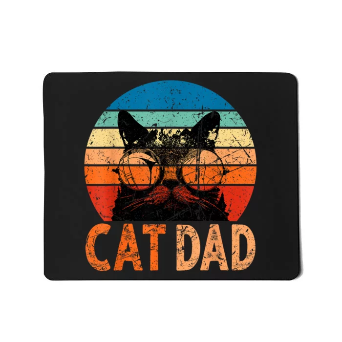 Cat Dad Daddy Funny Retro Cat Dad Fathers Day Mousepad