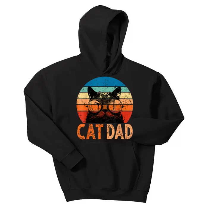 Cat Dad Daddy Funny Retro Cat Dad Fathers Day Kids Hoodie