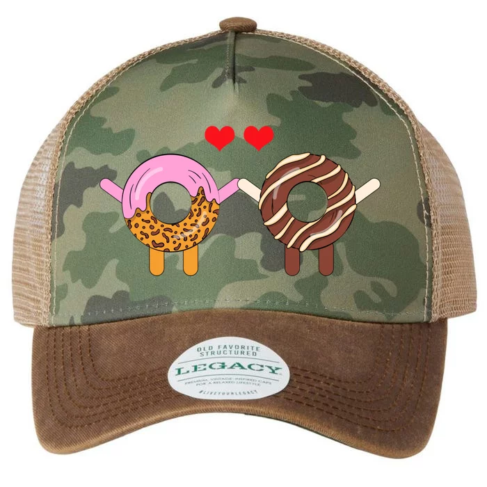 Cute Doughnut Donut Pair Valentines Day Hearts Day Feb 14 Gift Legacy Tie Dye Trucker Hat