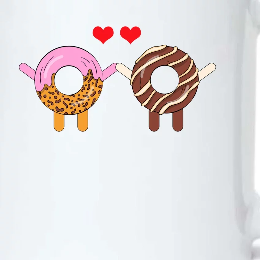 Cute Doughnut Donut Pair Valentines Day Hearts Day Feb 14 Gift Black Color Changing Mug