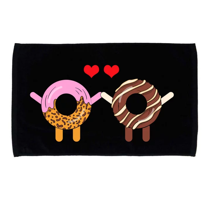 Cute Doughnut Donut Pair Valentines Day Hearts Day Feb 14 Gift Microfiber Hand Towel