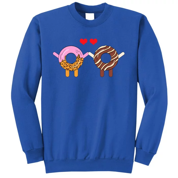 Cute Doughnut Donut Pair Valentines Day Hearts Day Feb 14 Gift Tall Sweatshirt