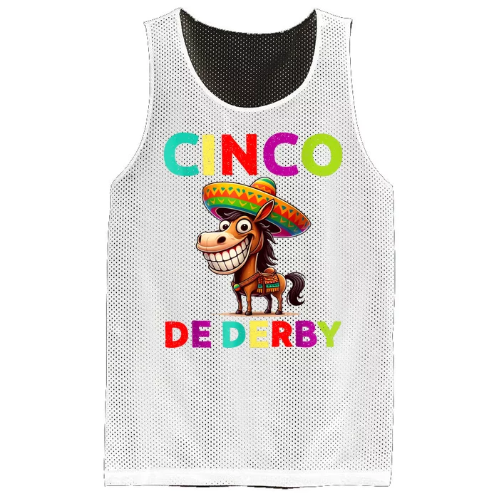 Cinco De Derby Derby Party Funny Horse Racing Sombrero Mesh Reversible Basketball Jersey Tank