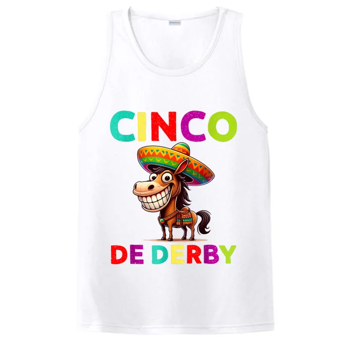 Cinco De Derby Derby Party Funny Horse Racing Sombrero Performance Tank