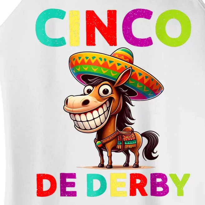 Cinco De Derby Derby Party Funny Horse Racing Sombrero Women’s Perfect Tri Rocker Tank