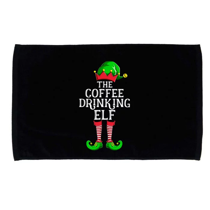 Coffee Drinking Elf Family Matching Group Christmas Microfiber Hand Towel