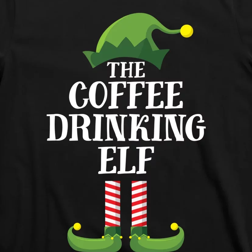 Coffee Drinking Elf Matching Family Group Christmas Party T-Shirt