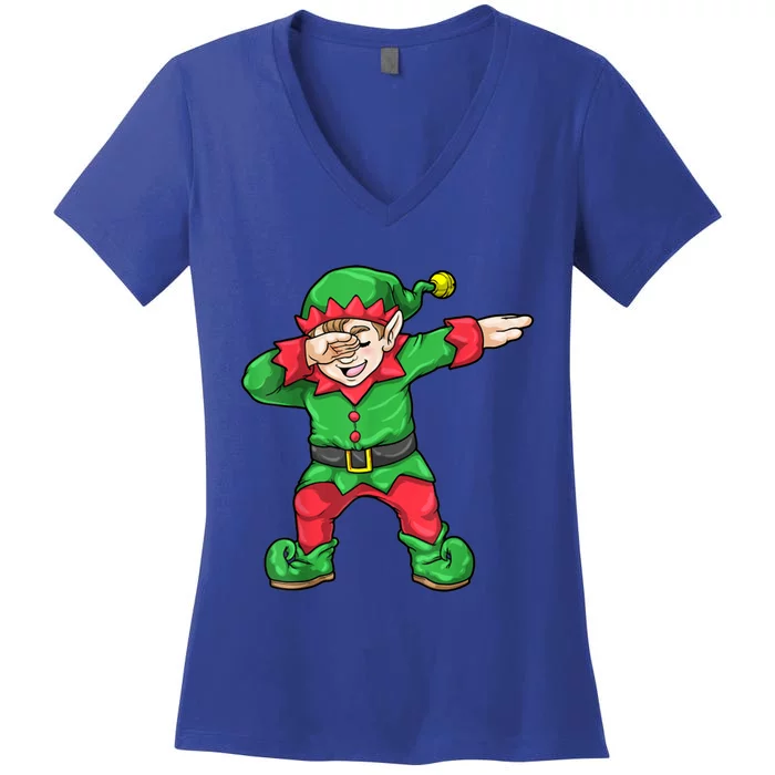 Christmas Dabbing Elf Squad Family Matching Xmas Great Gift Women's V-Neck T-Shirt