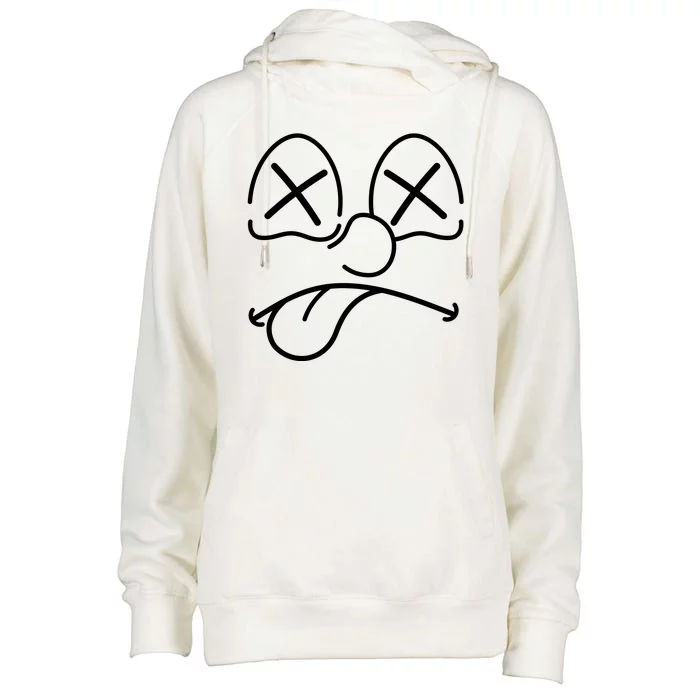 Cartoon Dead Eyes Face Womens Funnel Neck Pullover Hood