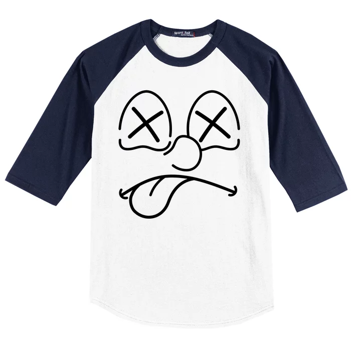 Cartoon Dead Eyes Face Baseball Sleeve Shirt