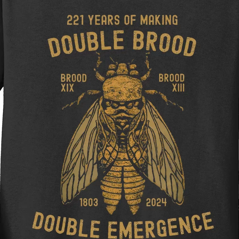 Cicada Double Emergence 2024 Brood Xiii Xix Locust Kids Long Sleeve Shirt