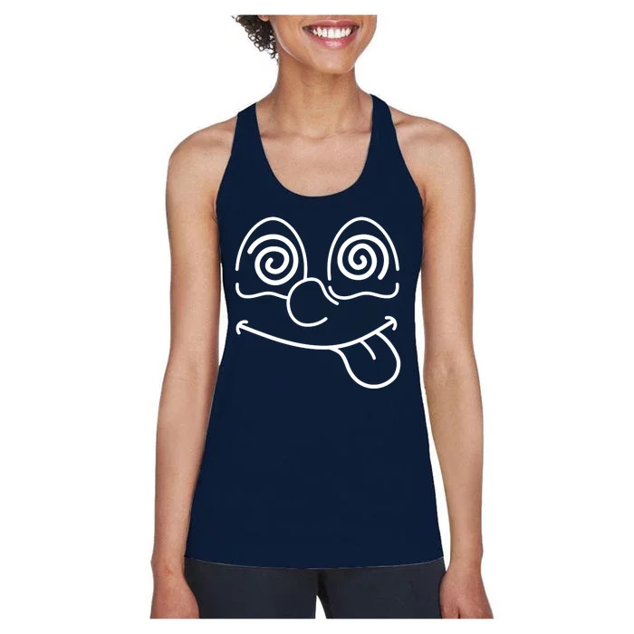 Cartoon Dizzy Eyes Face Women's Racerback Tank