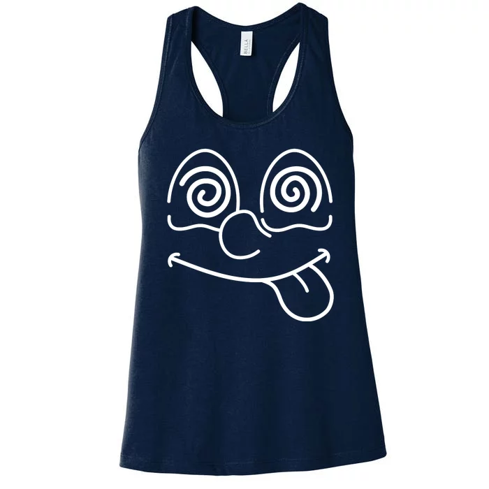 Cartoon Dizzy Eyes Face Women's Racerback Tank