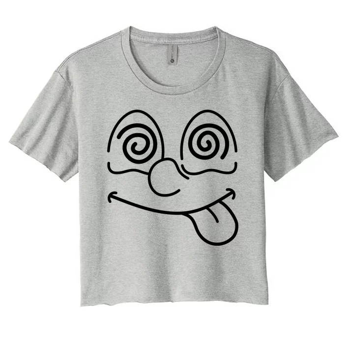 Cartoon Dizzy Eyes Face Women's Crop Top Tee