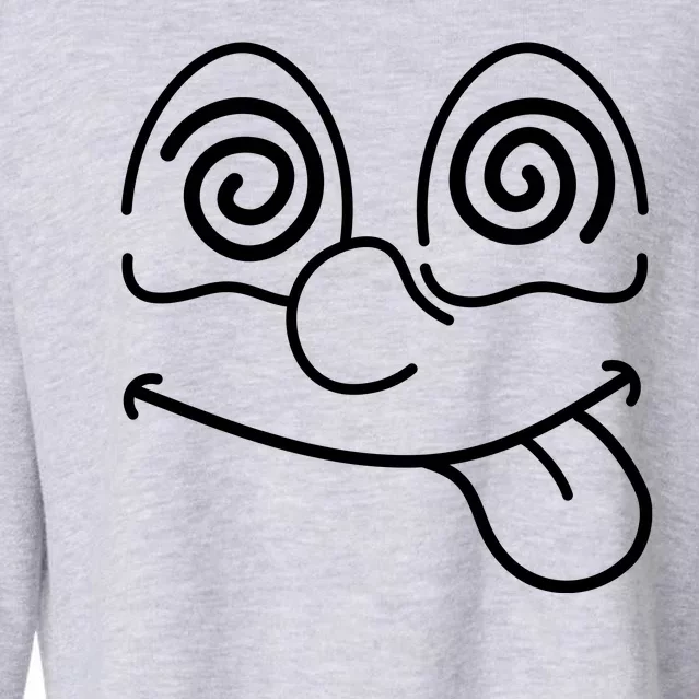 Cartoon Dizzy Eyes Face Cropped Pullover Crew