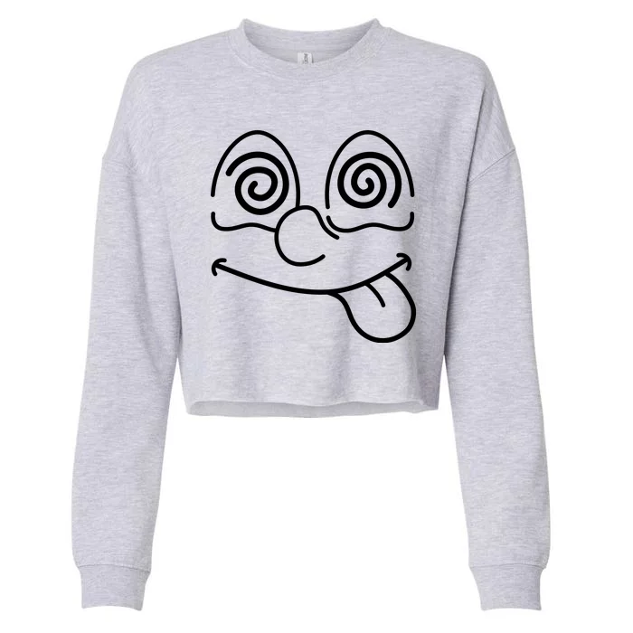 Cartoon Dizzy Eyes Face Cropped Pullover Crew