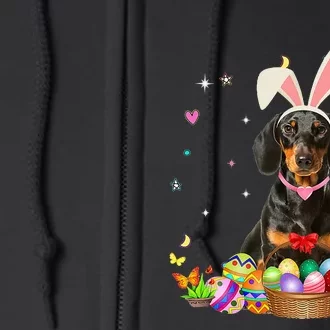 Cute Dachshund Easter Day Bunny Eggs Easter Costume Full Zip Hoodie