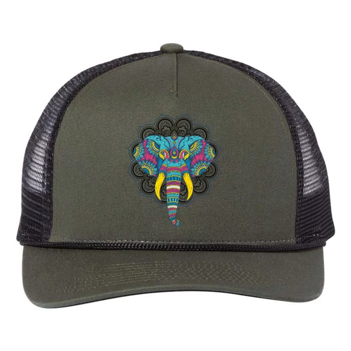 Colorful Dala Elephant For Yoga Meditation Gift Retro Rope Trucker Hat Cap