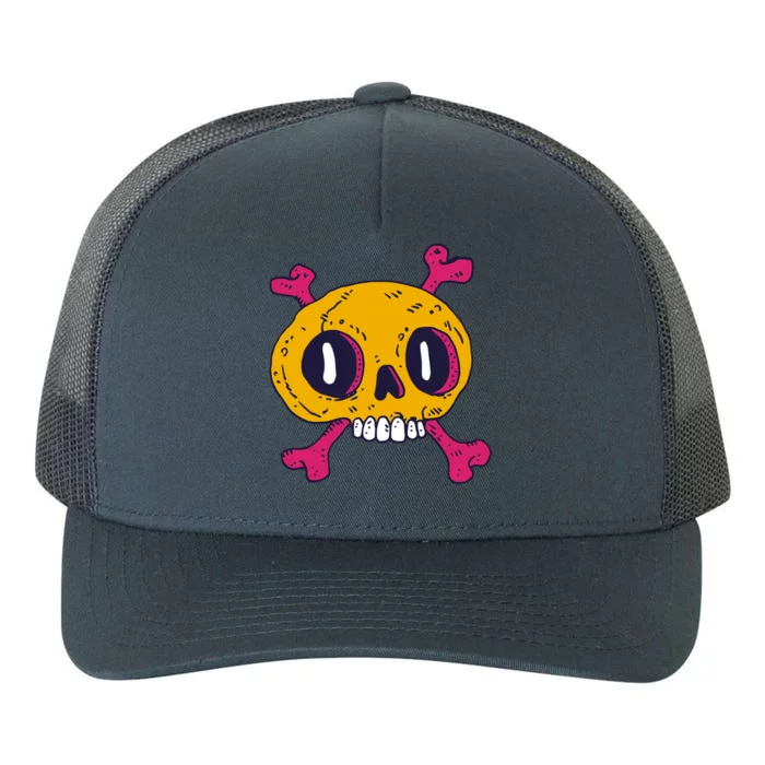 Creepy Dead Eye Skull Crossbones Yupoong Adult 5-Panel Trucker Hat