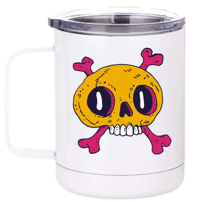 Creepy Dead Eye Skull Crossbones Front & Back 12oz Stainless Steel Tumbler Cup