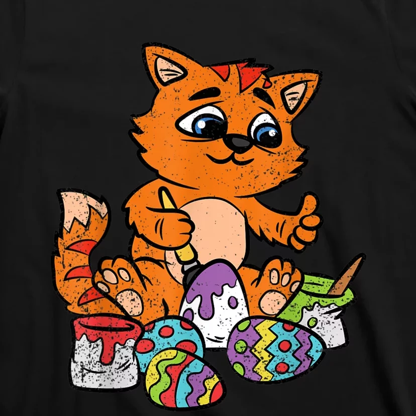 Cat Dyeing Easter Egg Hunting Cute Kitty Kitten Lover T-Shirt