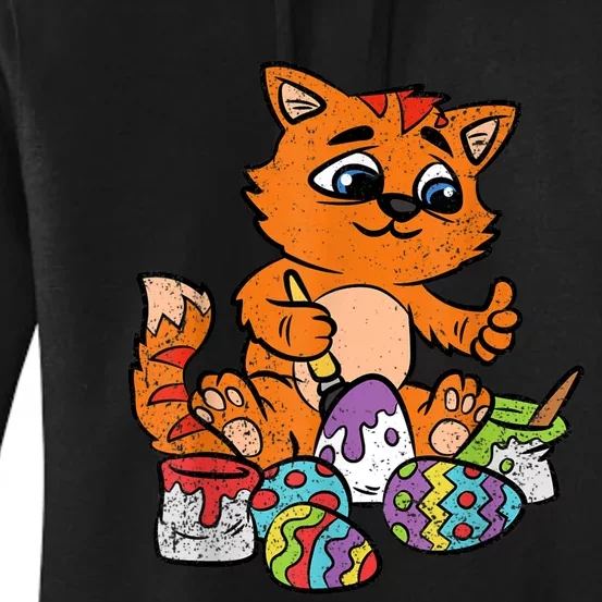 Cat Dyeing Easter Egg Hunting Cute Kitty Kitten Lover Women's Pullover Hoodie