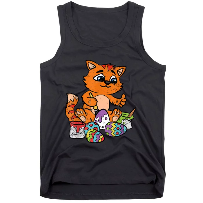 Cat Dyeing Easter Egg Hunting Cute Kitty Kitten Lover Tank Top