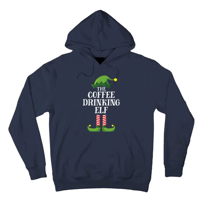 Coffee Drinking Elf Matching Family Group Christmas Party Tall Hoodie