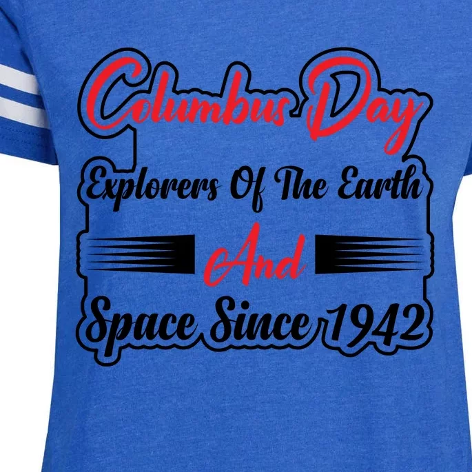 Columbus Day Explorers Celebration Graphic Enza Ladies Jersey Football T-Shirt