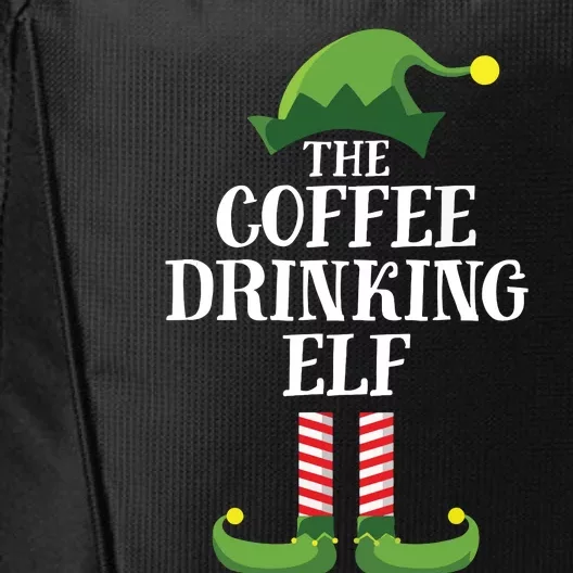 Coffee Drinking Elf Matching Family Group Christmas Party City Backpack