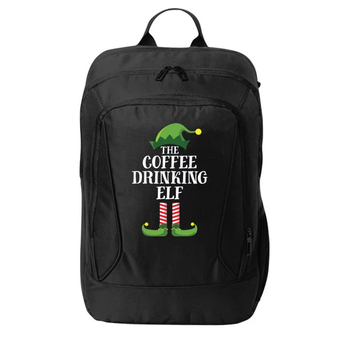 Coffee Drinking Elf Matching Family Group Christmas Party City Backpack