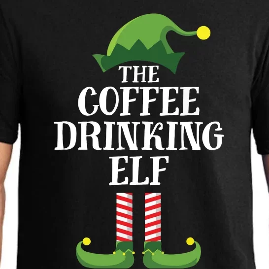 Coffee Drinking Elf Matching Family Group Christmas Party Pajama Set