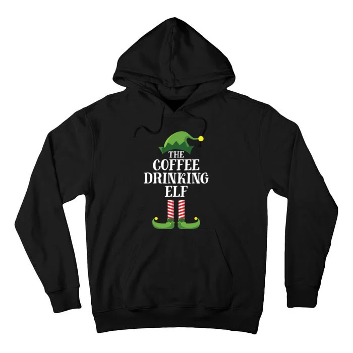 Coffee Drinking Elf Matching Family Group Christmas Party Tall Hoodie