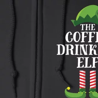 Coffee Drinking Elf Matching Family Group Christmas Party Full Zip Hoodie