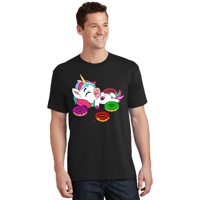 Cute Donut Eating Unicorn Gift Baking Doughnut Adult T-Shirt