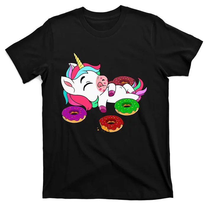 Cute Donut Eating Unicorn Gift Baking Doughnut Adult T-Shirt